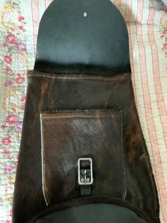 Genuine Leather Western Rustic Brown Black Cowhide Fur Front Backpack main image 9